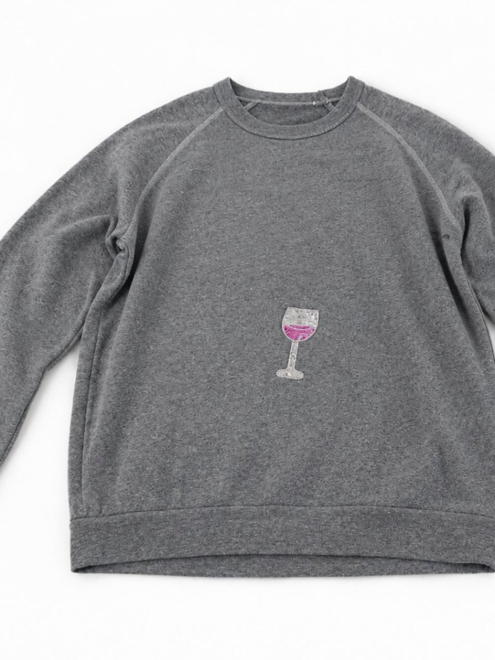 Gray Sweatshirt With Wine Glass Design